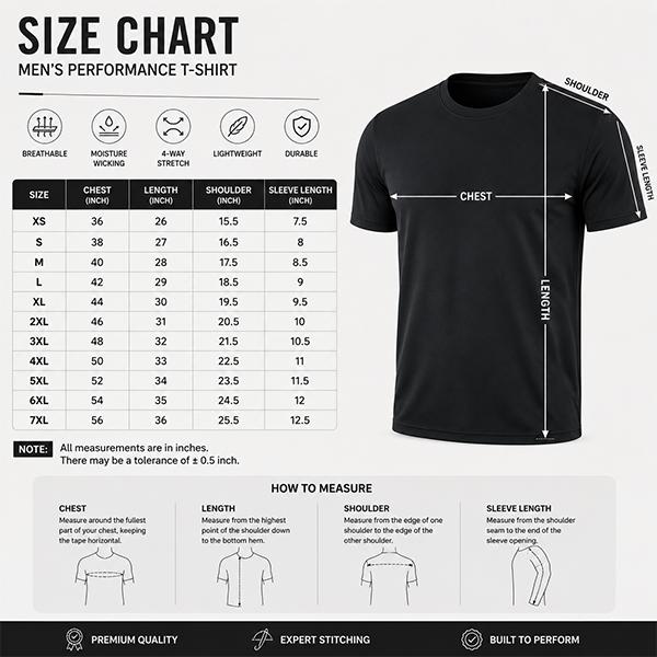 Unisex Sports T-Shirt — Black (Style 130-26)